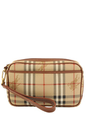 Nova Check Pattern Clutch Bag in Beige/Multi