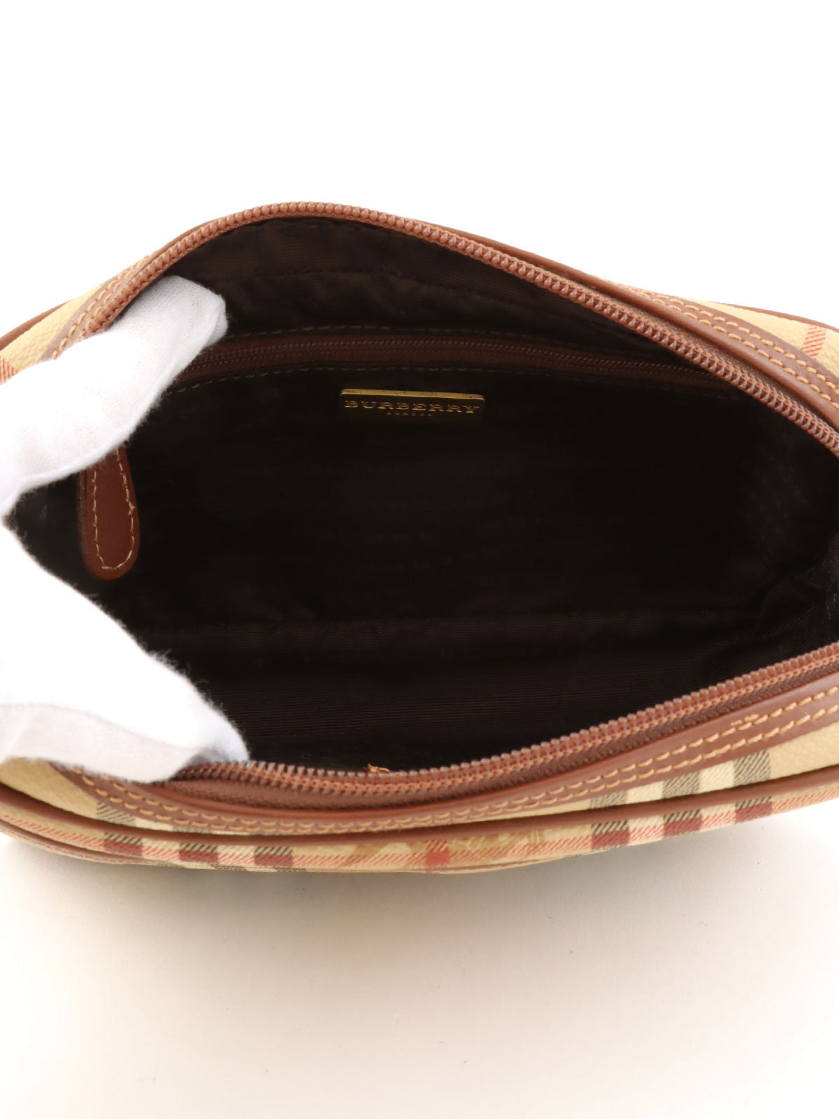 Nova Check Pattern Clutch Bag in Beige/Multi