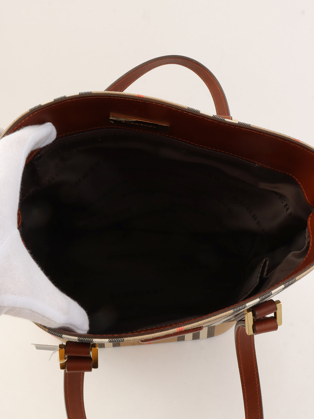 ノバチェックパターントートバッグ ベージュ/ブラウン