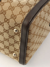 キャンバスGGパターンシェリーラインボストンバッグ ベージュ/ブラウン