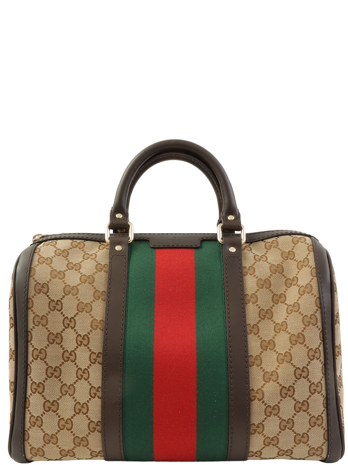 キャンバスGGパターンシェリーラインボストンバッグ ベージュ/ブラウン