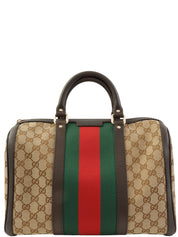 キャンバスGGパターンシェリーラインボストンバッグ ベージュ/ブラウン