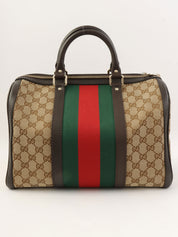 帆布 GG 图案 Sherry Line 波士顿包 米色/棕色