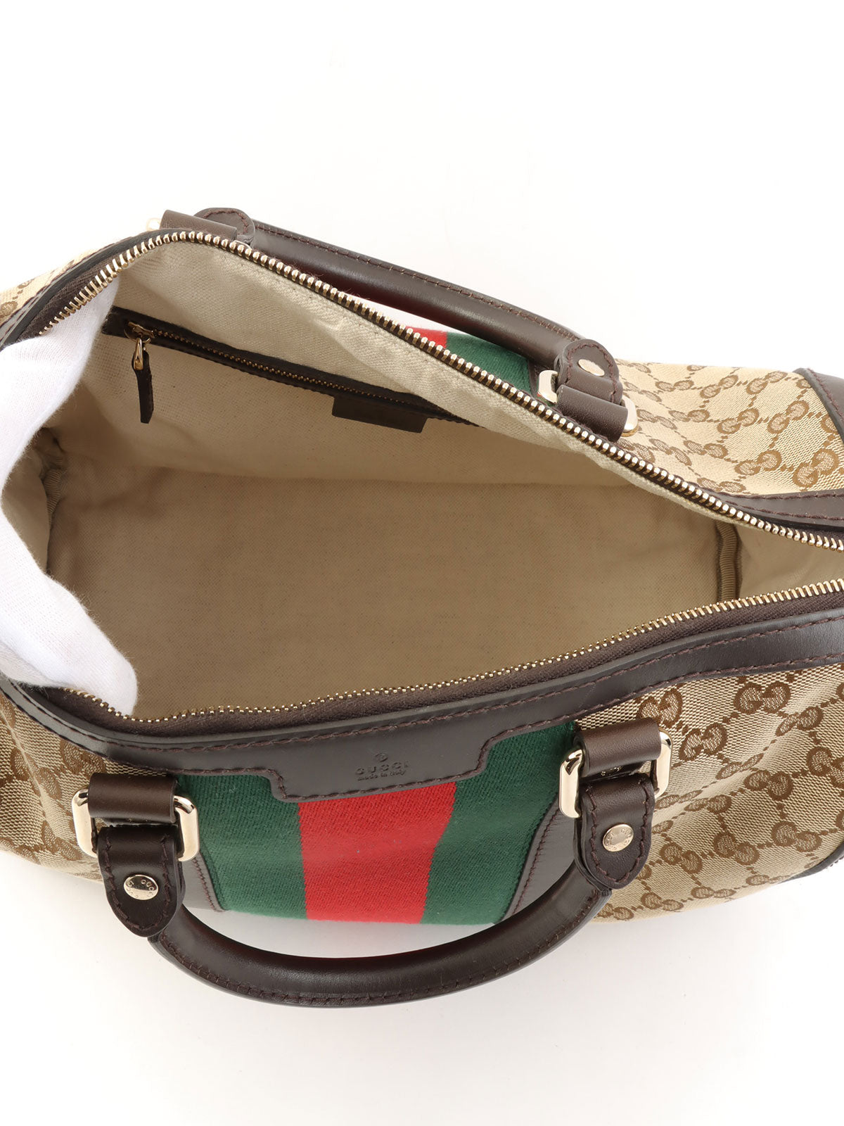 キャンバスGGパターンシェリーラインボストンバッグ ベージュ/ブラウン