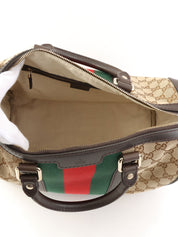 キャンバスGGパターンシェリーラインボストンバッグ ベージュ/ブラウン