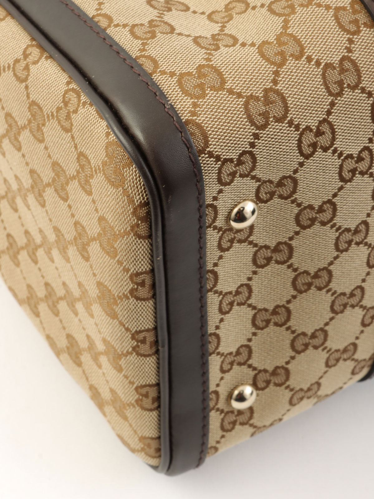 キャンバスGGパターンシェリーラインボストンバッグ ベージュ/ブラウン