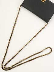 1998 Caviar Skin CC Mark Stitch Chain Wallet Black