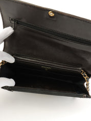 1998 Caviar Skin CC Mark Stitch Chain Wallet Black