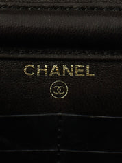 1998 Caviar Skin CC Mark Stitch Chain Wallet Black