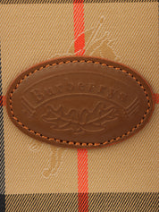 ノバチェックパターンロゴエンボスボストンバッグ　ブラウン/マルチ