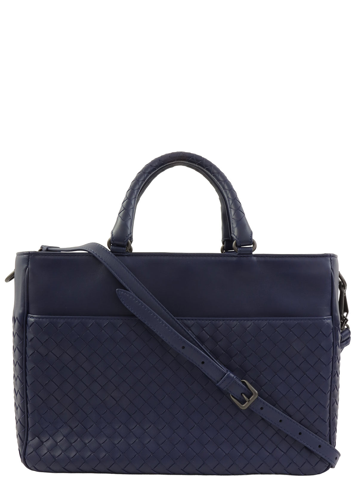 Intrecciato 2-way handbag, navy