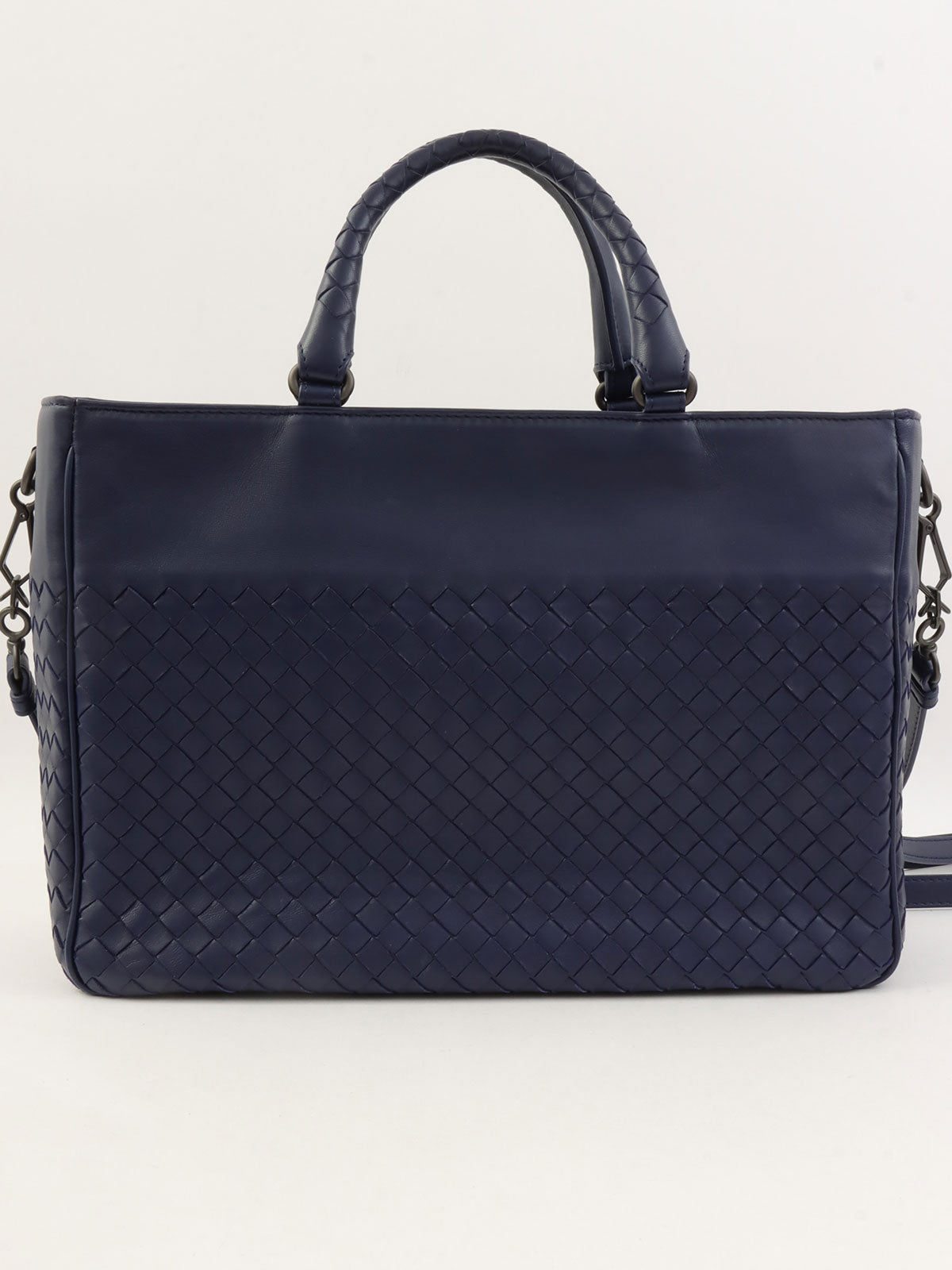 Intrecciato 2-way handbag, navy
