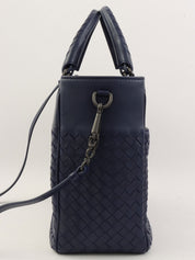 Intrecciato 2-way handbag, navy