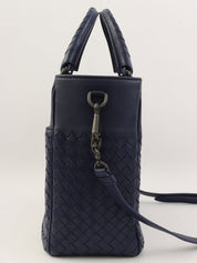 Intrecciato 2-way handbag, navy