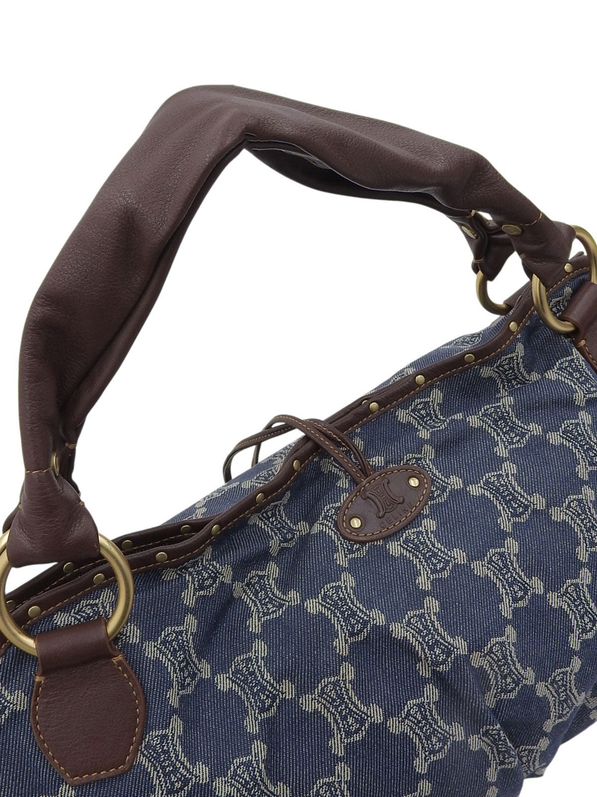 パリマカダムパターンハンドバッグ ブルー/ブラウン