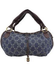 パリマカダムパターンハンドバッグ ブルー/ブラウン