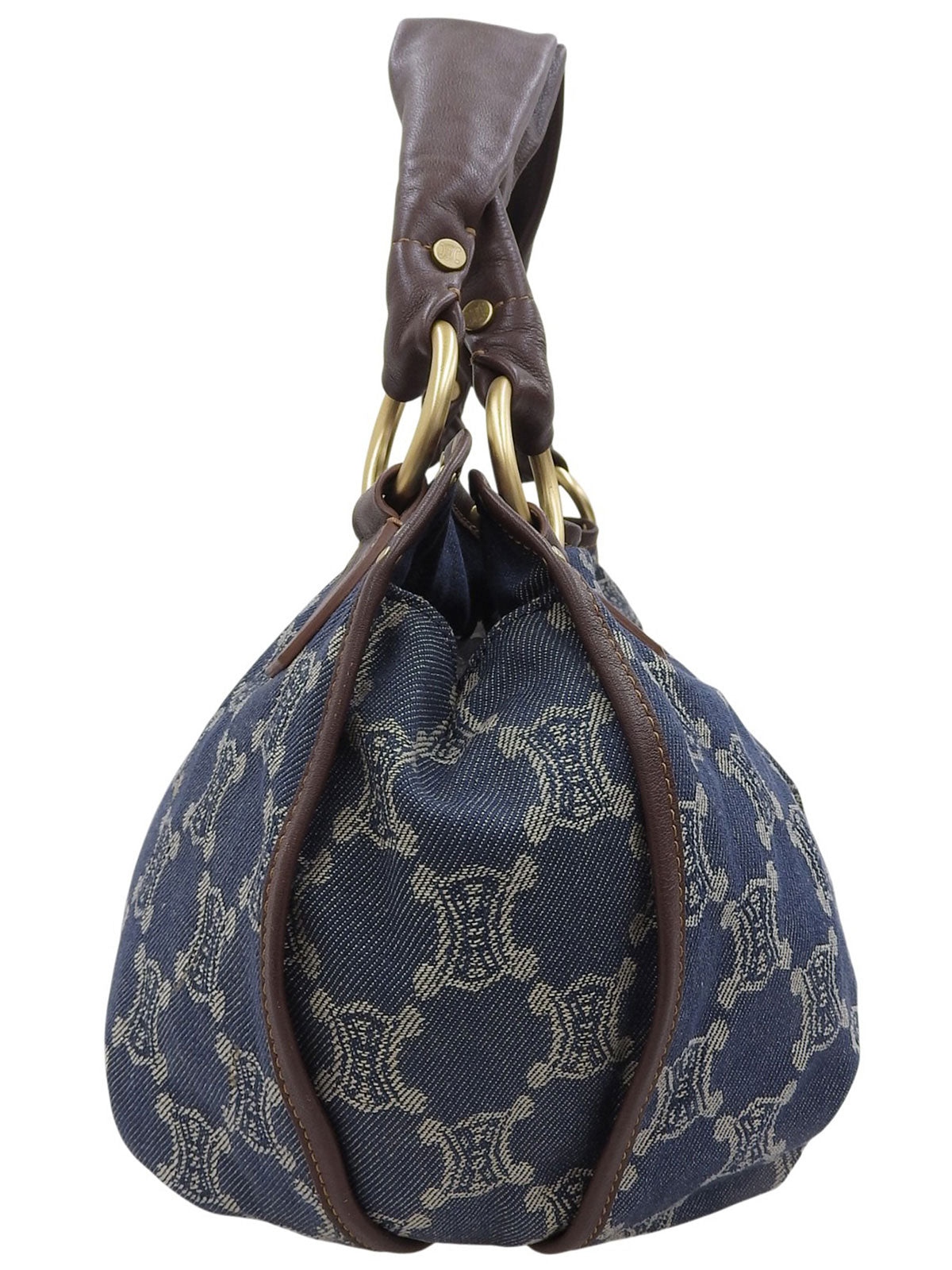 パリマカダムパターンハンドバッグ ブルー/ブラウン