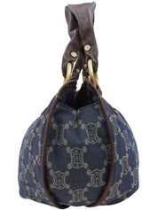 パリマカダムパターンハンドバッグ ブルー/ブラウン