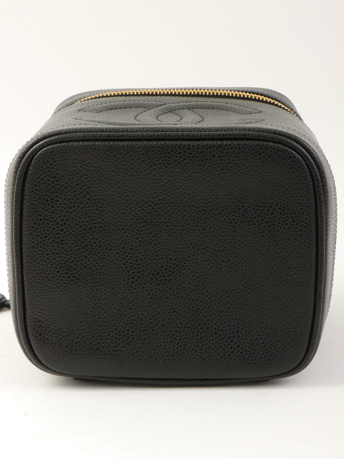 1995年頃製 キャビアスキンCCマークステッチバニティ ブラック