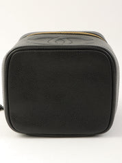 1995年頃製 キャビアスキンCCマークステッチバニティ ブラック