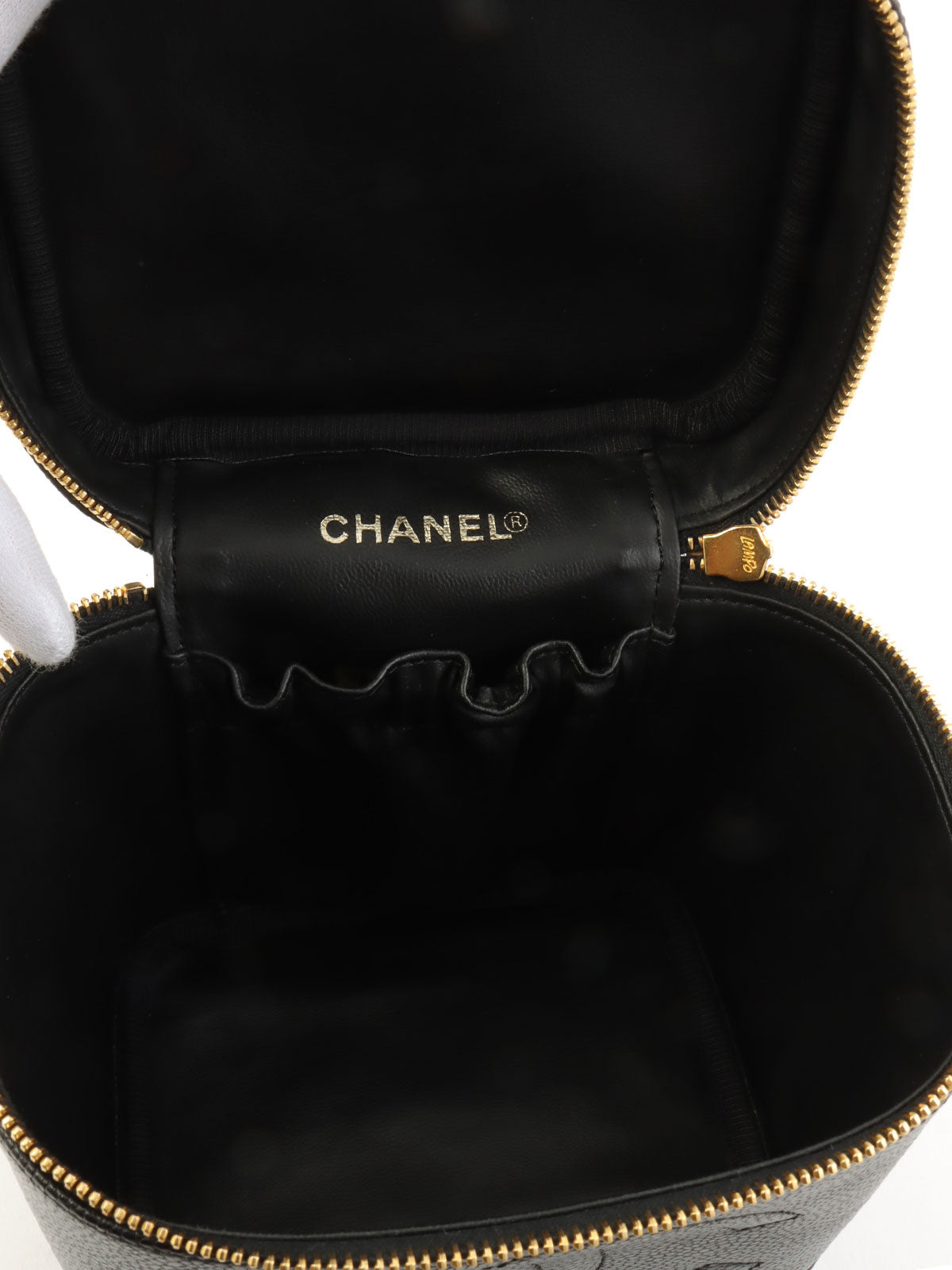 1995年頃製 キャビアスキンCCマークステッチバニティ ブラック