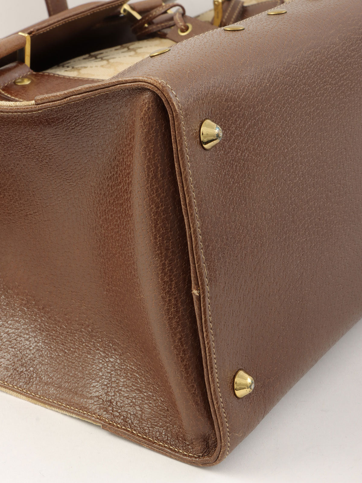 棕色帆布 GG 图案手提包