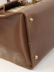 棕色帆布 GG 图案手提包