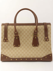 棕色帆布 GG 图案手提包