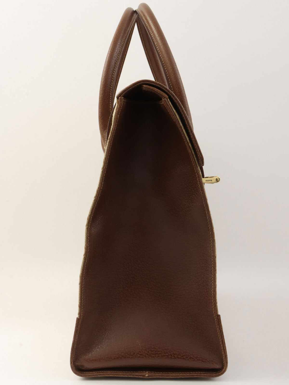 棕色帆布 GG 图案手提包