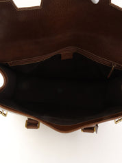 棕色帆布 GG 图案手提包