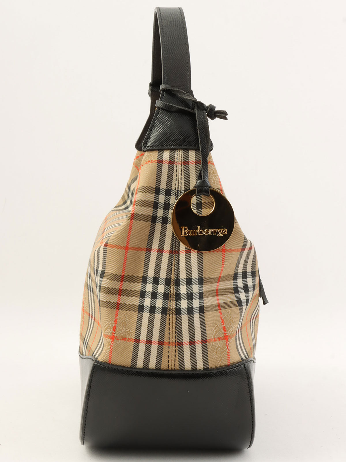 ノバチェックパターンロゴエンボスワンショルダーバッグ ベージュ