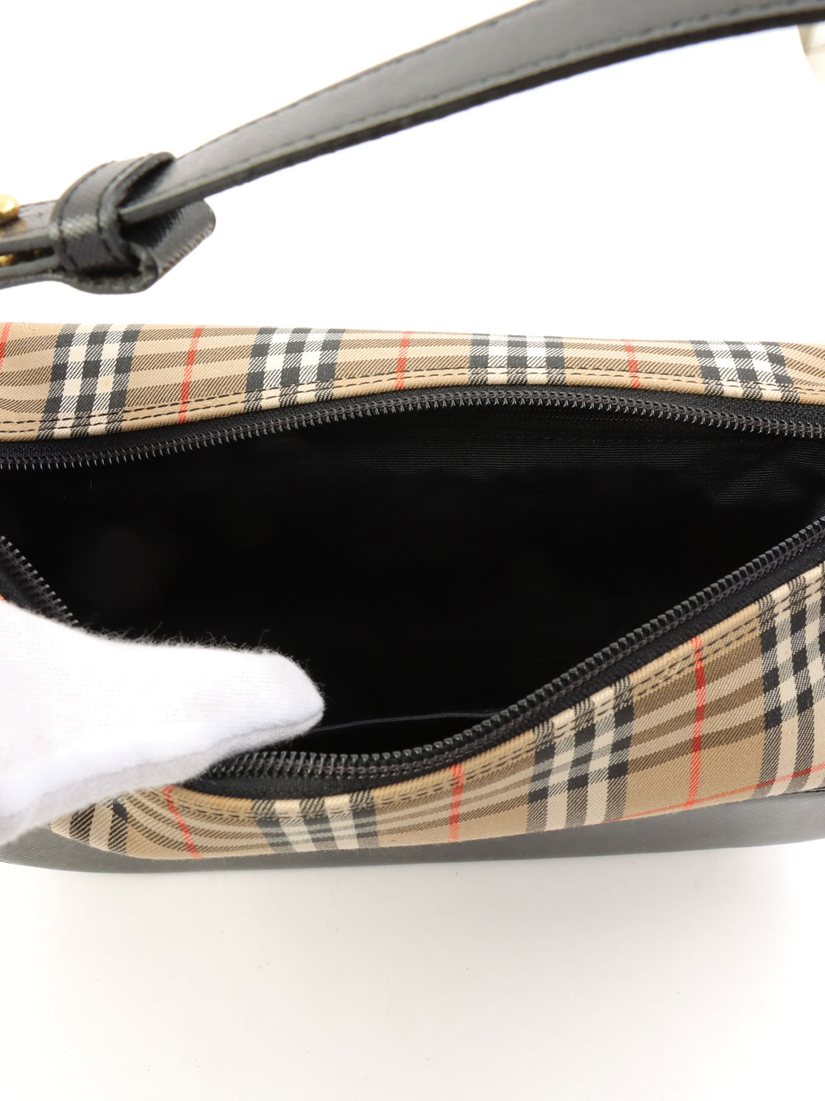 ノバチェックパターンロゴエンボスワンショルダーバッグ ベージュ