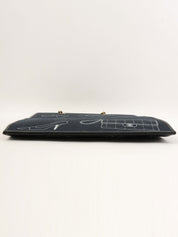 2001 Canvas Icon Pattern Chain Tote Bag, Navy