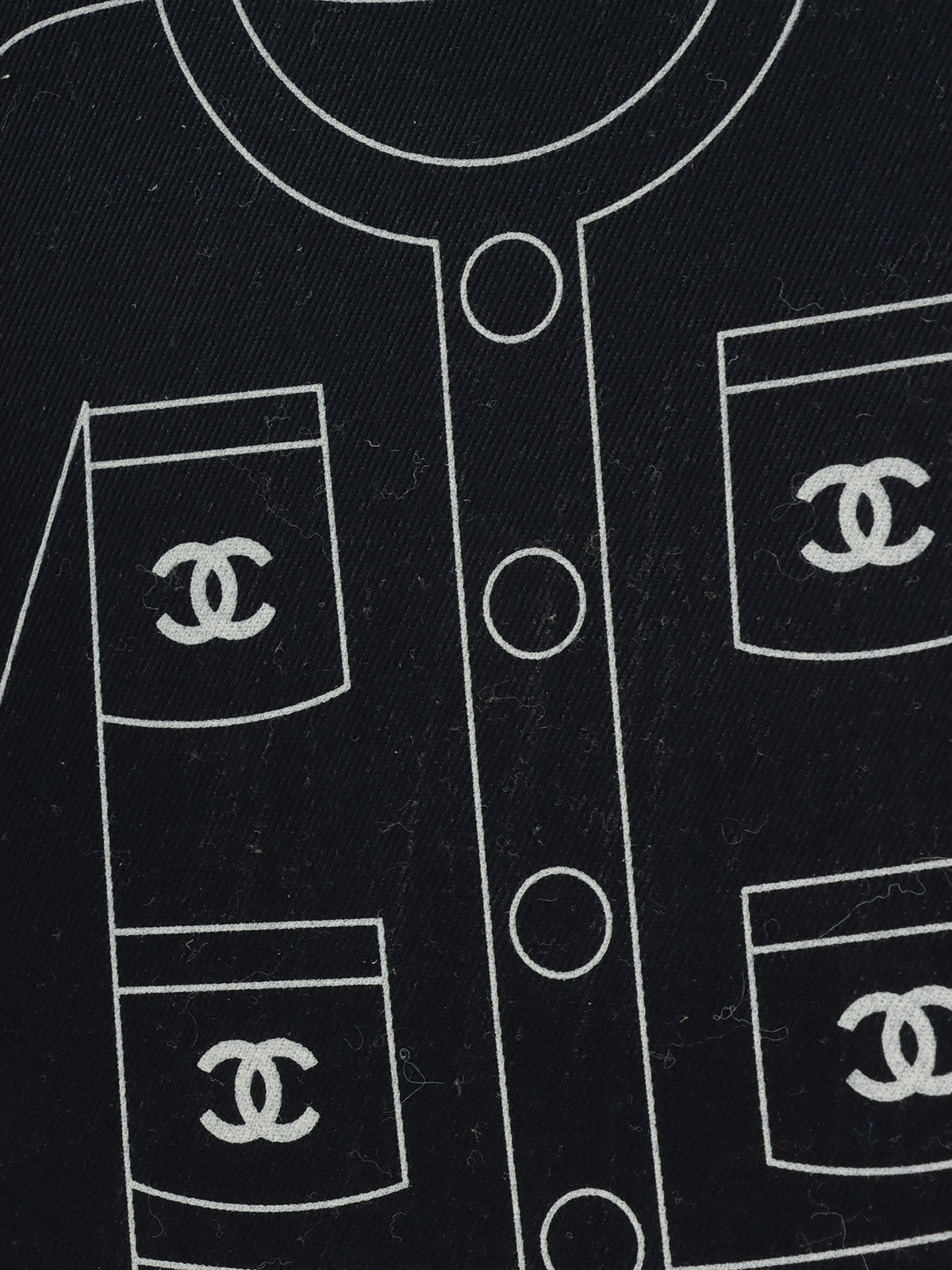 2001 Canvas Icon Pattern Chain Tote Bag, Navy