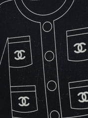 2001 Canvas Icon Pattern Chain Tote Bag, Navy