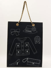 2001 Canvas Icon Pattern Chain Tote Bag, Navy