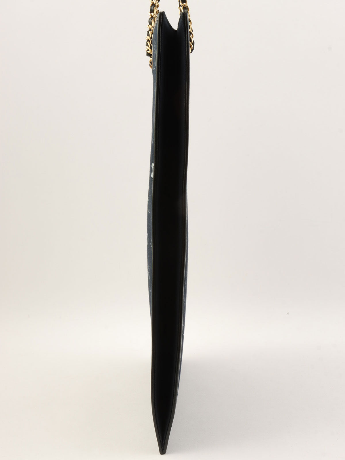 2001 Canvas Icon Pattern Chain Tote Bag, Navy