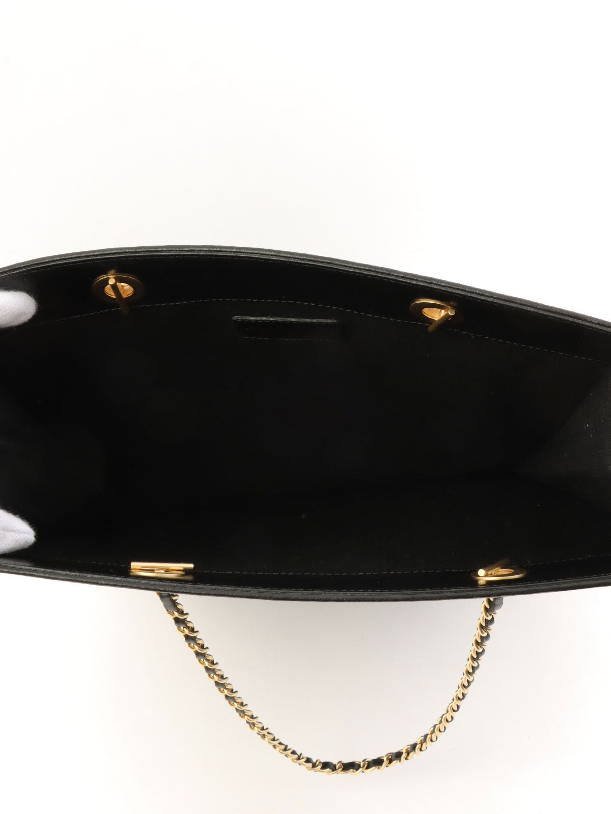 2001 Canvas Icon Pattern Chain Tote Bag, Navy