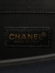 2001 Canvas Icon Pattern Chain Tote Bag, Navy