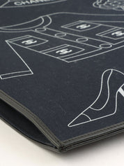 2001 Canvas Icon Pattern Chain Tote Bag, Navy