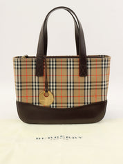 ノバチェックパターンロゴエンボスハンドバッグ ベージュ/ブラウン/マルチ