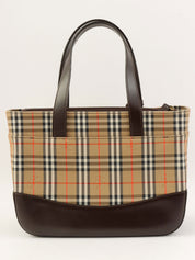 ノバチェックパターンロゴエンボスハンドバッグ ベージュ/ブラウン/マルチ