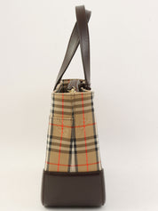 ノバチェックパターンロゴエンボスハンドバッグ ベージュ/ブラウン/マルチ