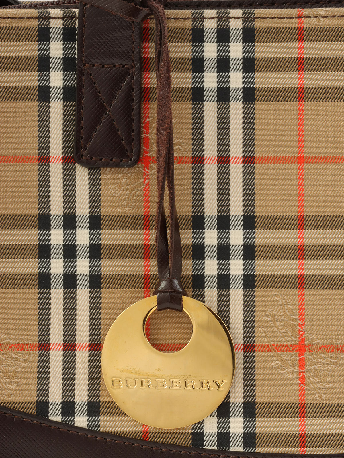 ノバチェックパターンロゴエンボスハンドバッグ ベージュ/ブラウン/マルチ