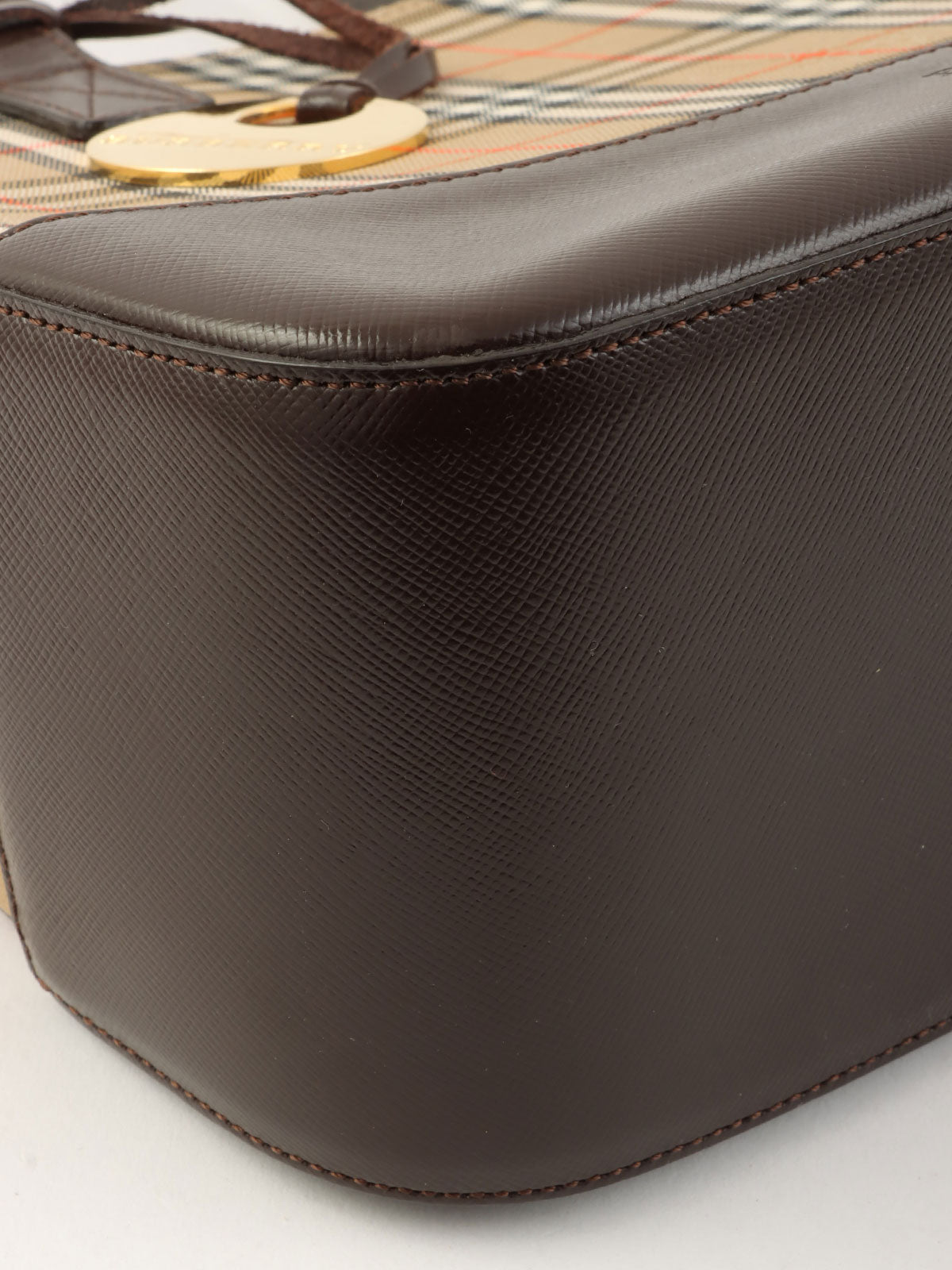 ノバチェックパターンロゴエンボスハンドバッグ ベージュ/ブラウン/マルチ