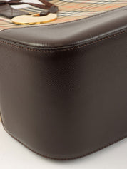 ノバチェックパターンロゴエンボスハンドバッグ ベージュ/ブラウン/マルチ