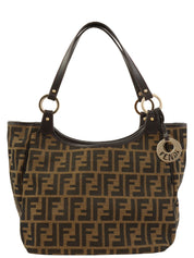 FFズッカパターンロゴチャームトートバッグ ブラウン