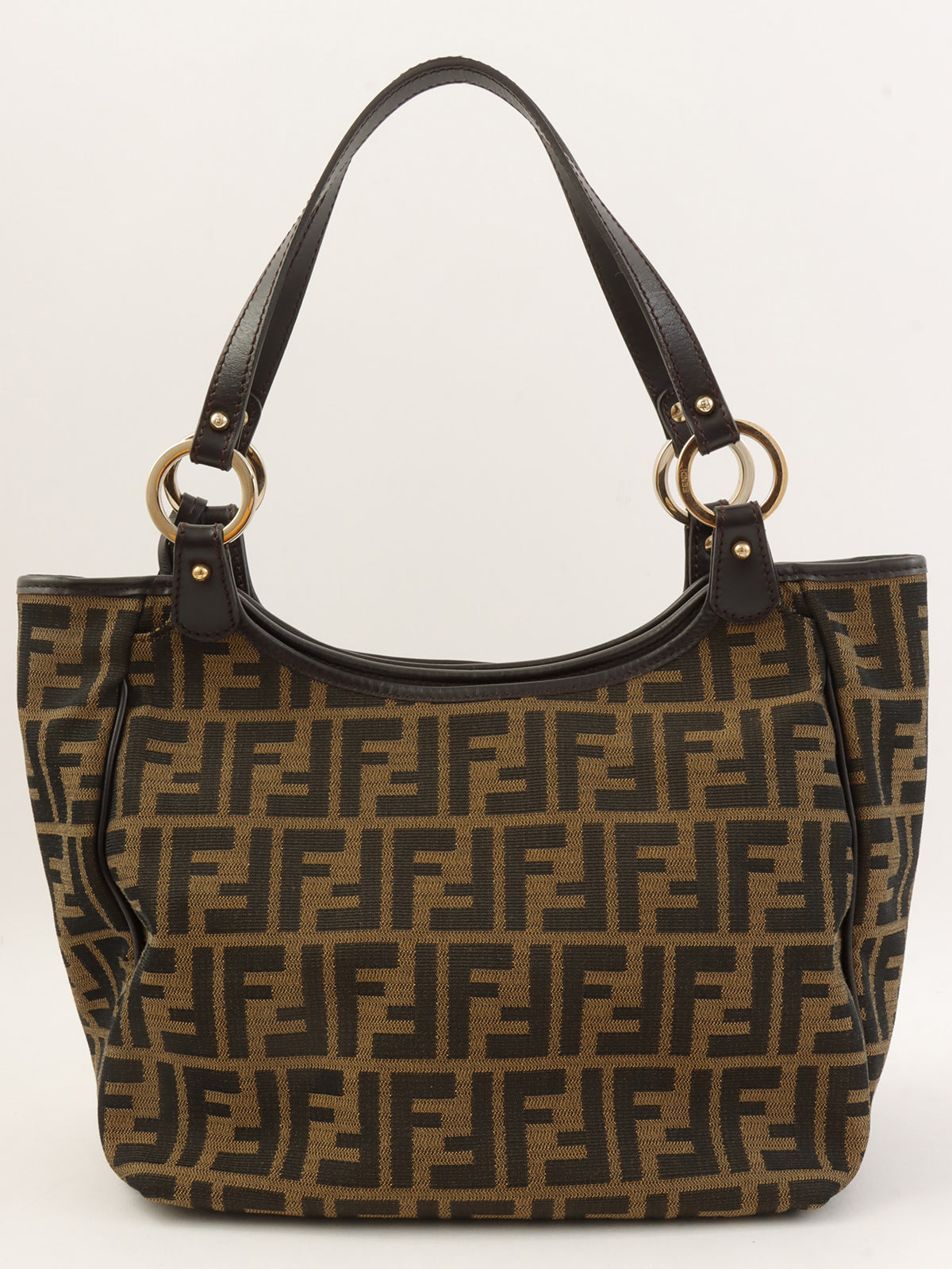 FFズッカパターンロゴチャームトートバッグ ブラウン