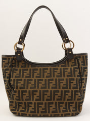 FFズッカパターンロゴチャームトートバッグ ブラウン