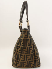 FFズッカパターンロゴチャームトートバッグ ブラウン